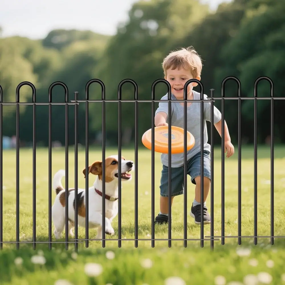 10 Panels Decorative Garden Fence with Gate, 40in(H)×21.6ft(L) Animal Barrier Fence, Metal Round Tube Garden Edging Border, Reus
