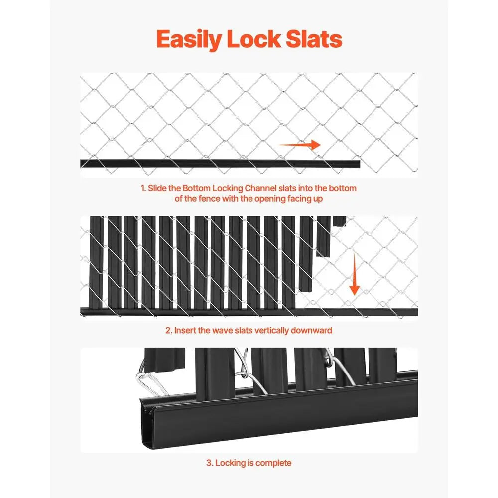 Privacy Slats, Double-Wall Vertical Bottom-Locking Slats with Wings for Chain-Link Fence, High-Density HDPE Chain Link Slats Ide