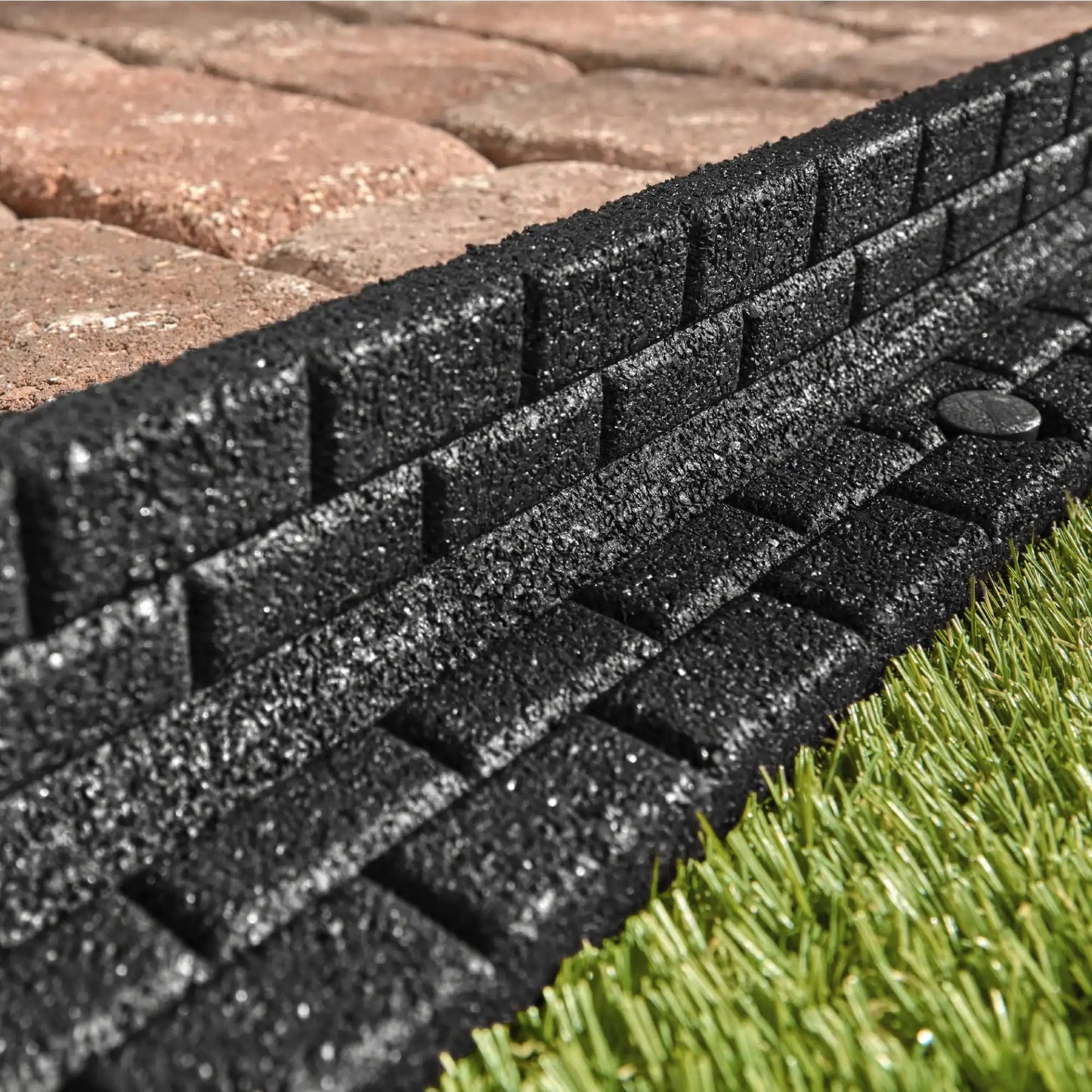 Brickface Landscape Edging, 4' Black Rubber Garden Edging Border, 6 pack