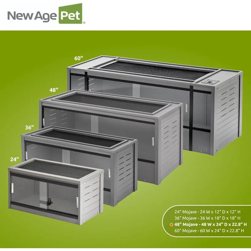 hom ECOFLEX 48-Inch Mojave Reptile Lounge in Grey- Durable Wood Plastic Composite Habitat with Vented Side Panels,