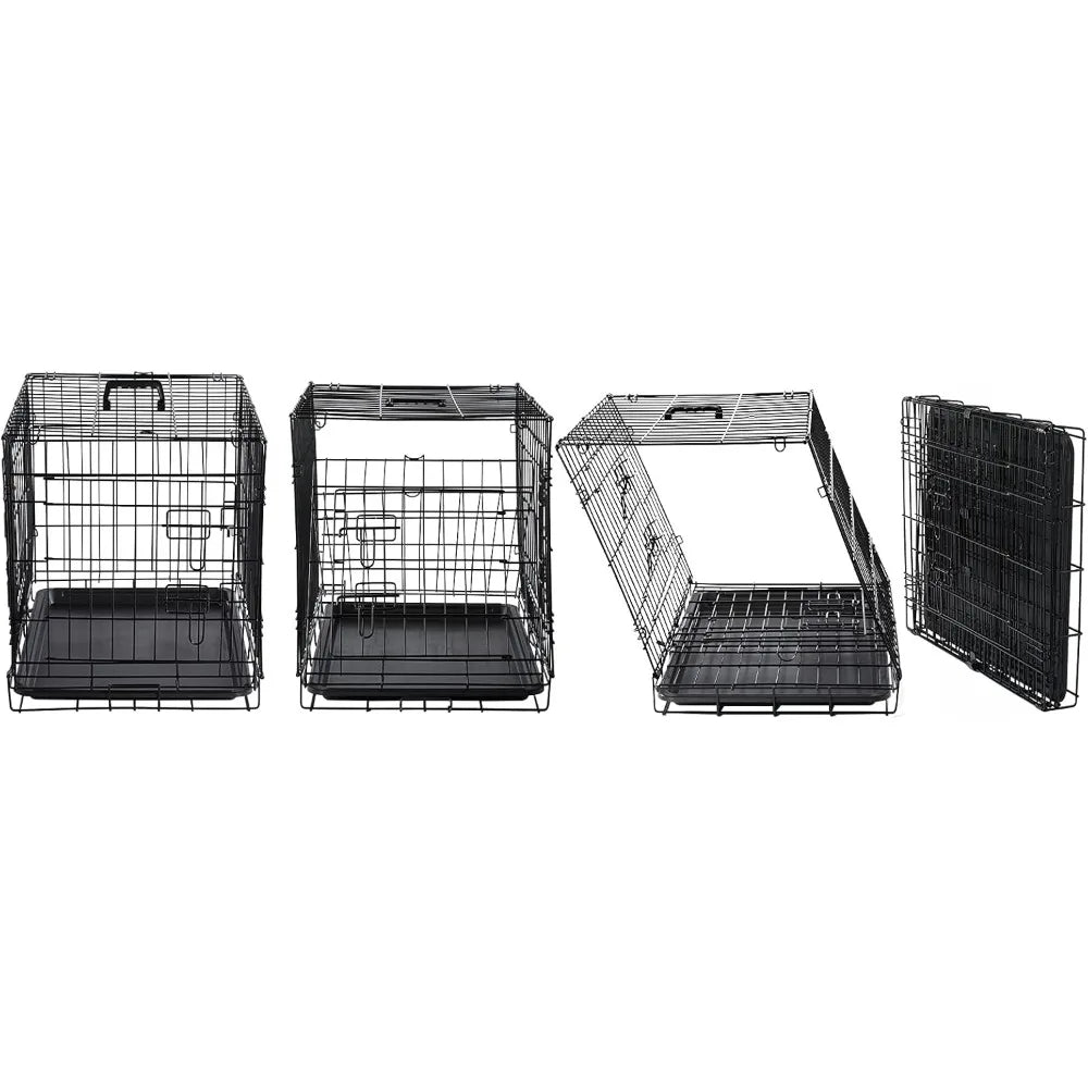 DONORO Dog Crates for Small Size Dogs Indoor, Double Door Dog Kennels & Houses for Puppy and Cats with Dog Crate Cover, Collapsi