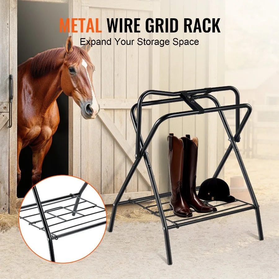 Folding Saddle Rack Freestanding Horse Saddle Stand for English Saddle