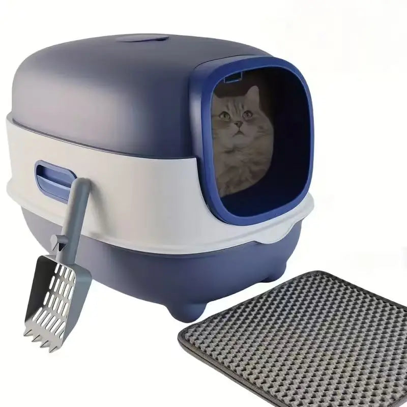 Large Cat Litter Box, Fully Enclosed, Splash Proof, Easy to Store and Install, Can Hold Cat Litter, Equipped with a Shovel