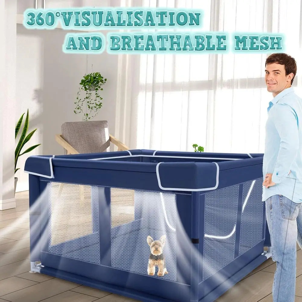 42x42x25.6 Inches Puppy Playpen with Gate, Dog Playpen for Puppies or Small Dogs, DogFence Pet Playpen for Indoor & Outdoor, Stu