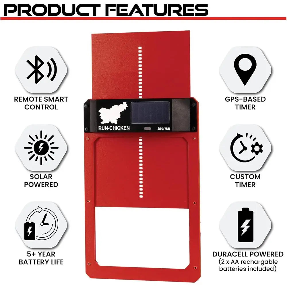 Door Eternal – Solar Automatic Chicken Coop Door with Built-in Solar Power & Battery Backup, Smart App & Timer Control, Weatherp