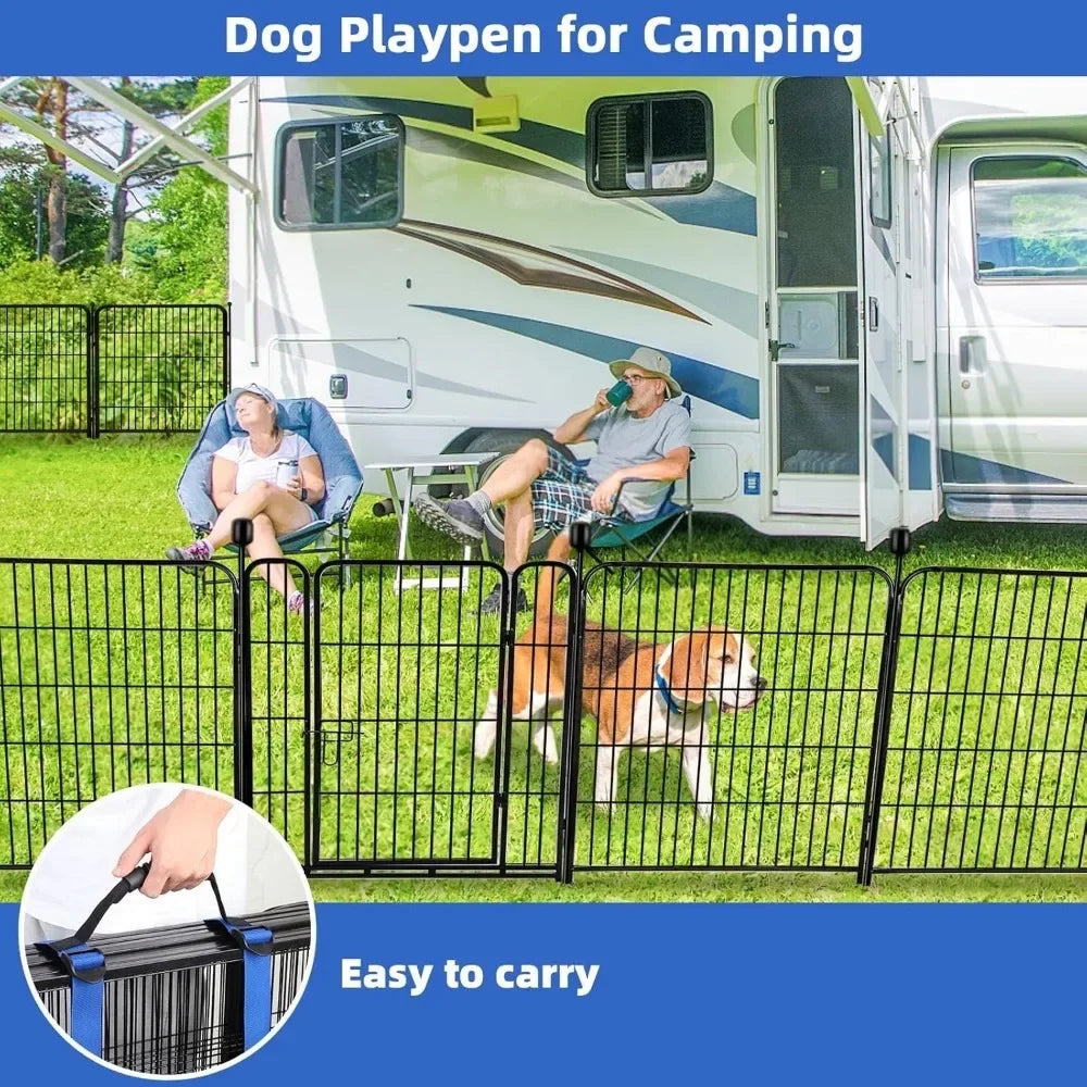 Tall Garden Fence, 48 Inch (H) 10 Pieces Heavy Duty Iron Metal Animal Fence, Indoor or Outdoor Dog Fence