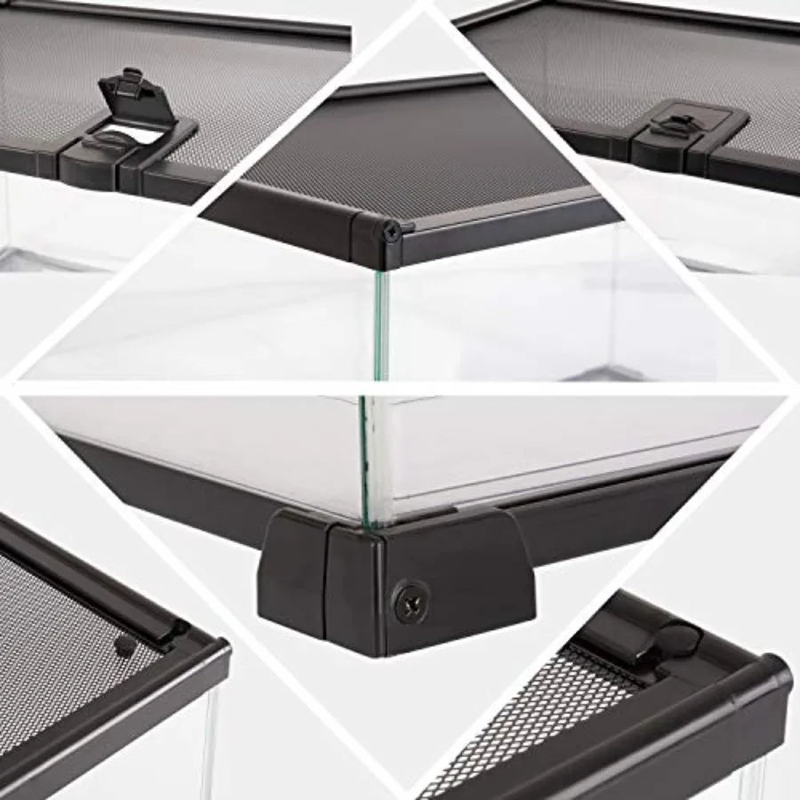 10 Gallon Reptile Tank Glass Natural Cages Terrarium 20 x 12 x 10 Sliding Screen Top for Reptile Hamster Hedgehog Small Animals