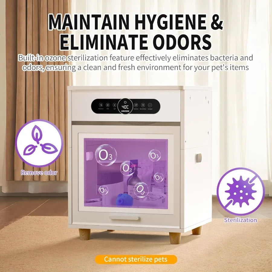 3in1 Automatic Pet Drying Box with Grooming Dryer Multifunction Ozone Sterilizer Pet House Night Stand End Table Ultra Quiet 36