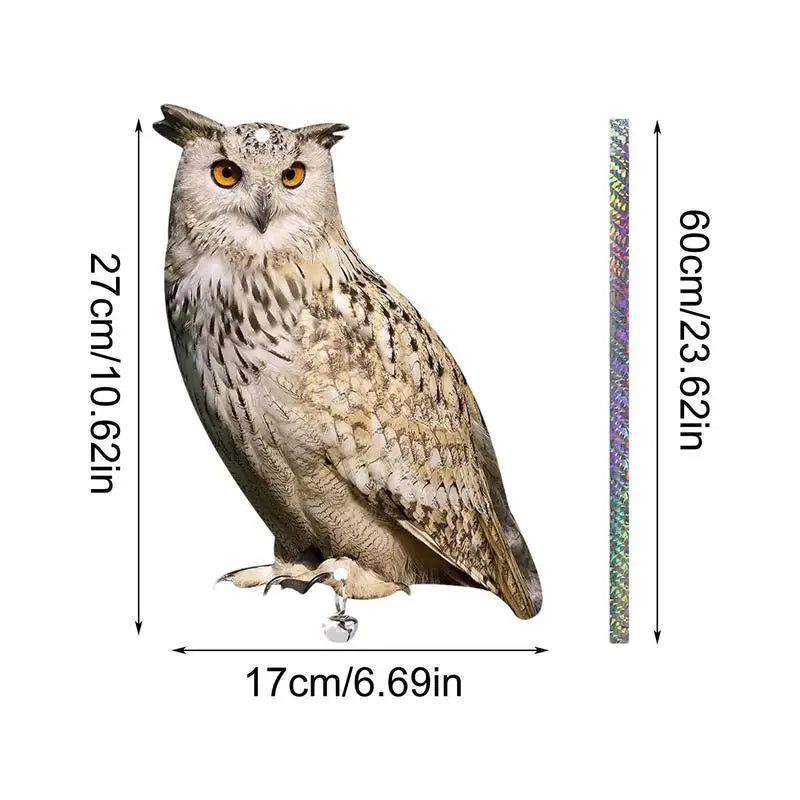 Bird Scarer Acrylic Fake Owl Bird Repellent Reflects Light Hanging Decoration For Garden Yard PestControl Scarecrow Deterrents