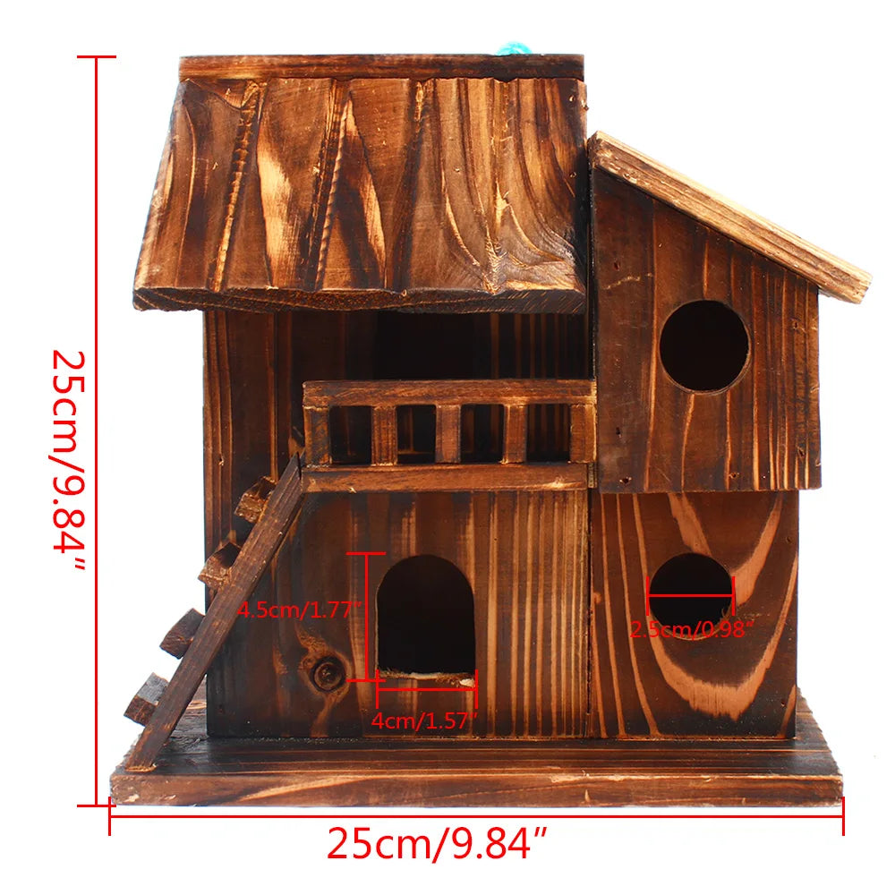Bird/Squirrel Cage,Wooden Sparrows Bird Hanging Cage Squi-rrel Pet Bird Hamsters Cage Courtyards For Wild Birds To Perch