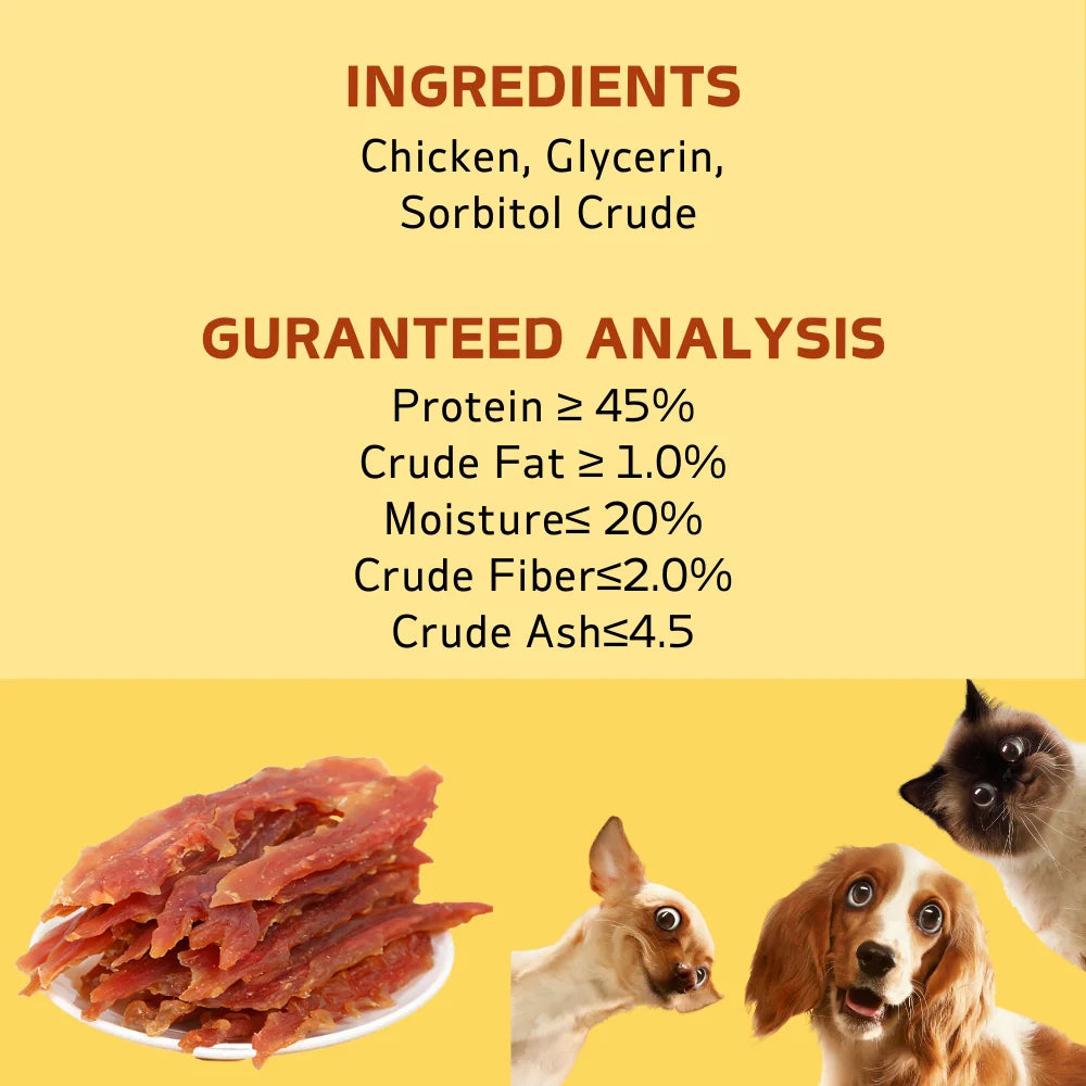 2-Pack(2 x 200g/7.05oz)Chicken Jerky Treats For Small, Medium, Large Dog, Made With Real Pure Chicken - Healthy