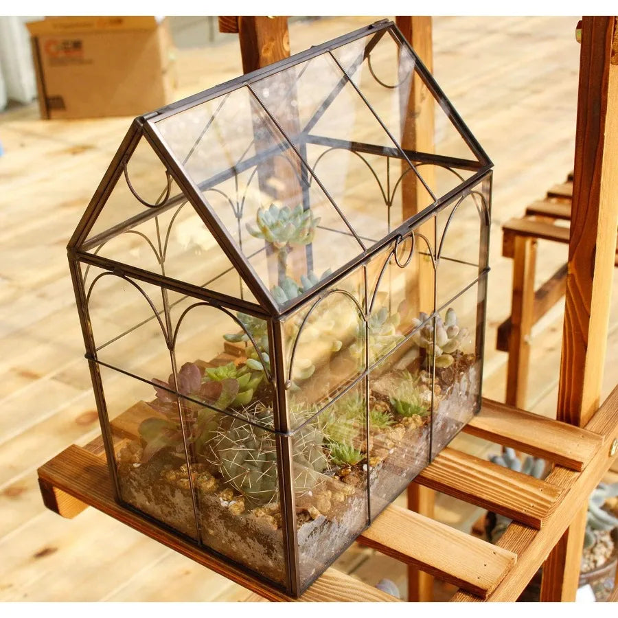 Glass Geometric Plant Terrarium for Succulent and Air Plants Indoor Home Garden and Office Decoration Modern Black House Design