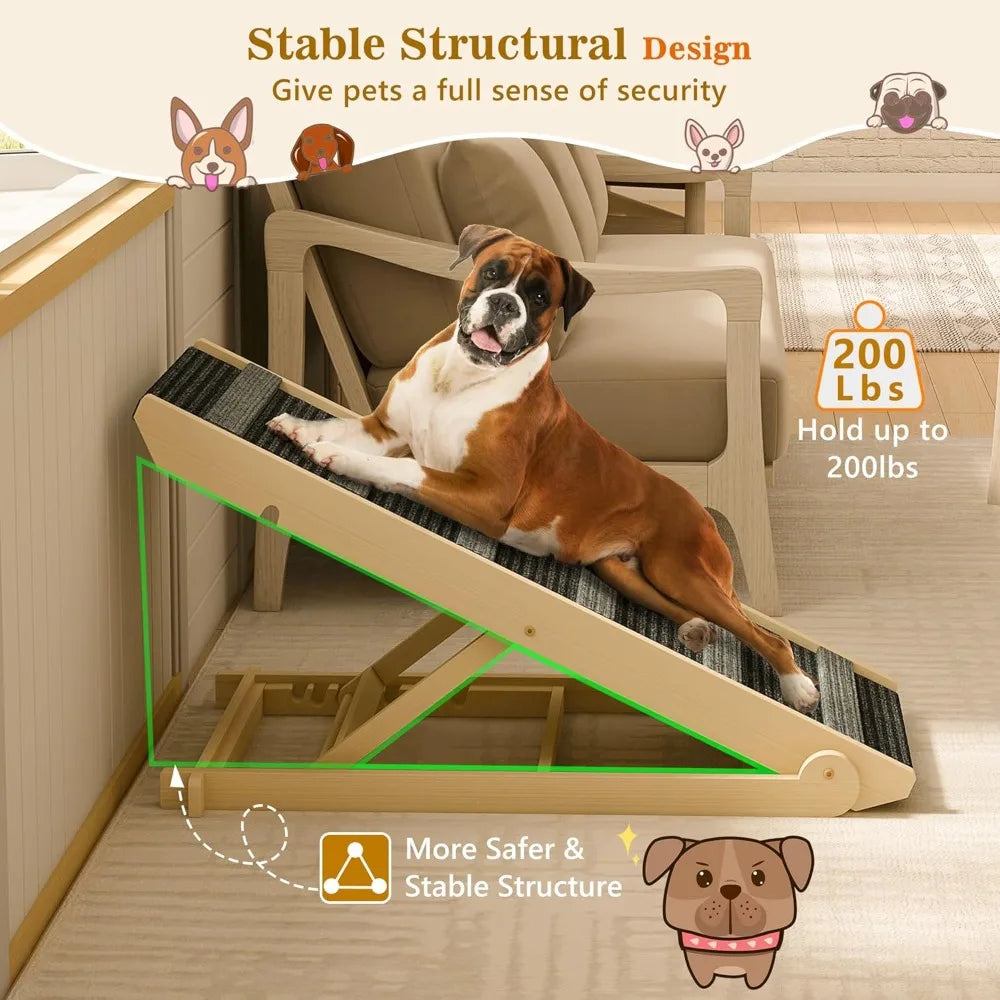 Dog Ramp, Portable Pet Ramp for Large Small Old Dogs Cats with 7 Adjustable Heights 11" to 26.6", Non-Slip High Traction Ramp