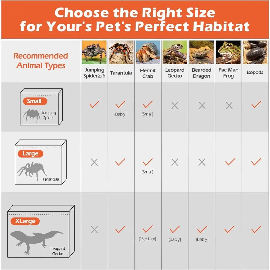 Reptile Terrarium Tank: Versatile Enclosure for Leopard Crested Gecko Lizard Cage Spider Starter Kit Hermit Crab Habitat Tarant