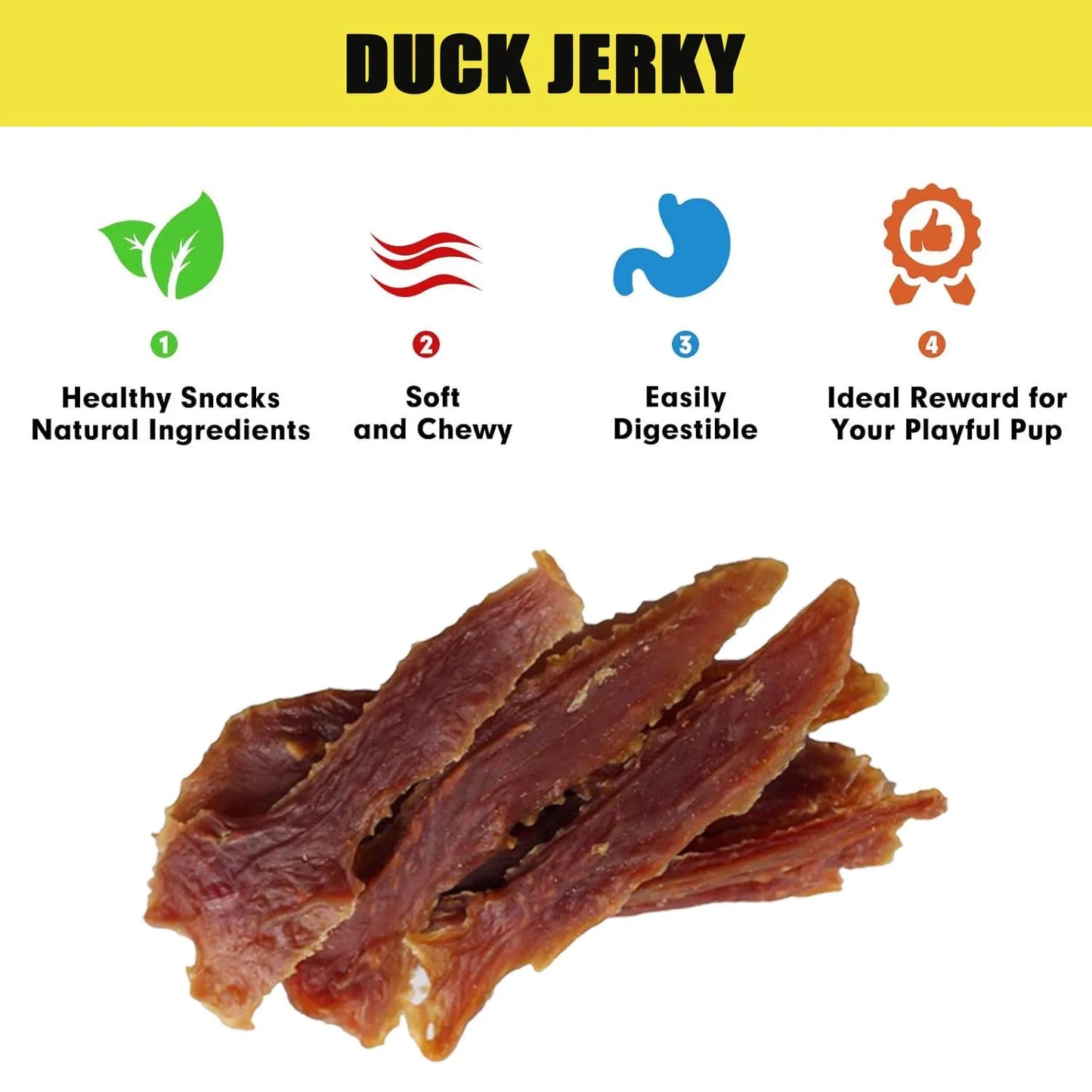 Dog Treats Duck Jerky 1lb，Pet Snacks - Natural High Protein Meat Dried Strips - Best Chews for Training Small & Large Dogs - Bul