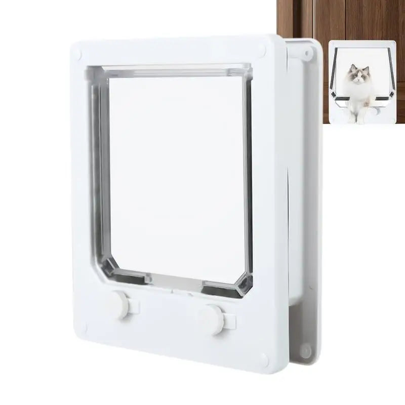 4 Way Cat Door Small Pet Door Locking Inside Dog Door Weatherproof Pet Exterior Bedroom Door for Pets Cats Puppy Kittens Puppies