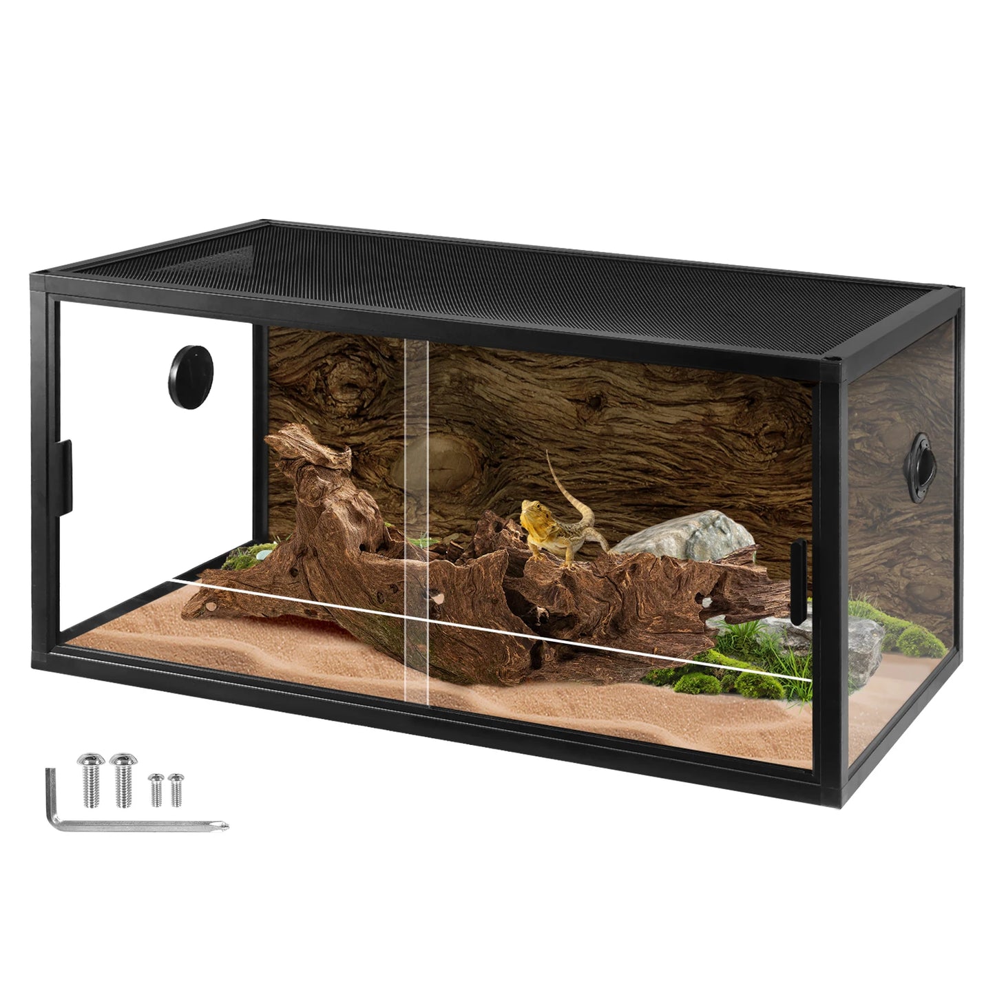 Reptile Tank 35.43x17.72x17.72inches Reptile Terrarium with Sliding Door&Mesh Top Secure for Bearded Dragon, Gecko,Snake,Lizard