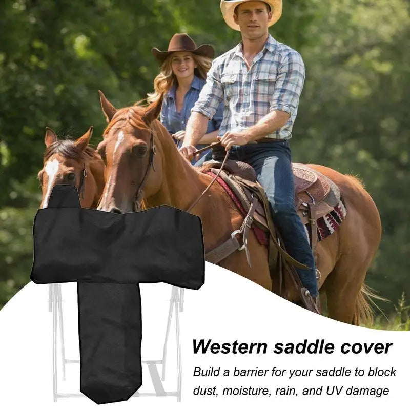Horse Saddle Cover Dustproof Moistureproof Waterproof Oxford Cloth Saddle Care Storage Bag Black