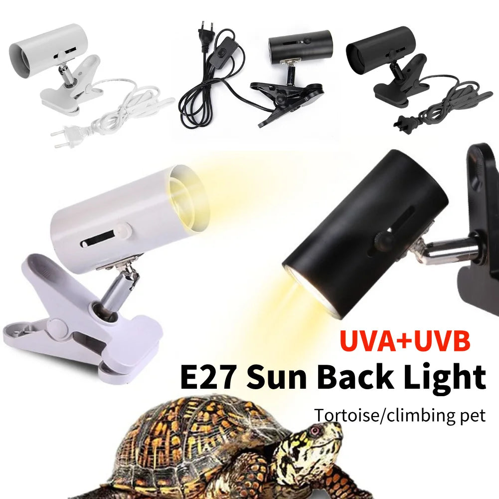 3-1PC E27 Heating Reptile Lamp Holder UVA UVB Clip-on Bulb Cover for Pet Light Tortoise Ceramic Lamp Holder with Switch Clip