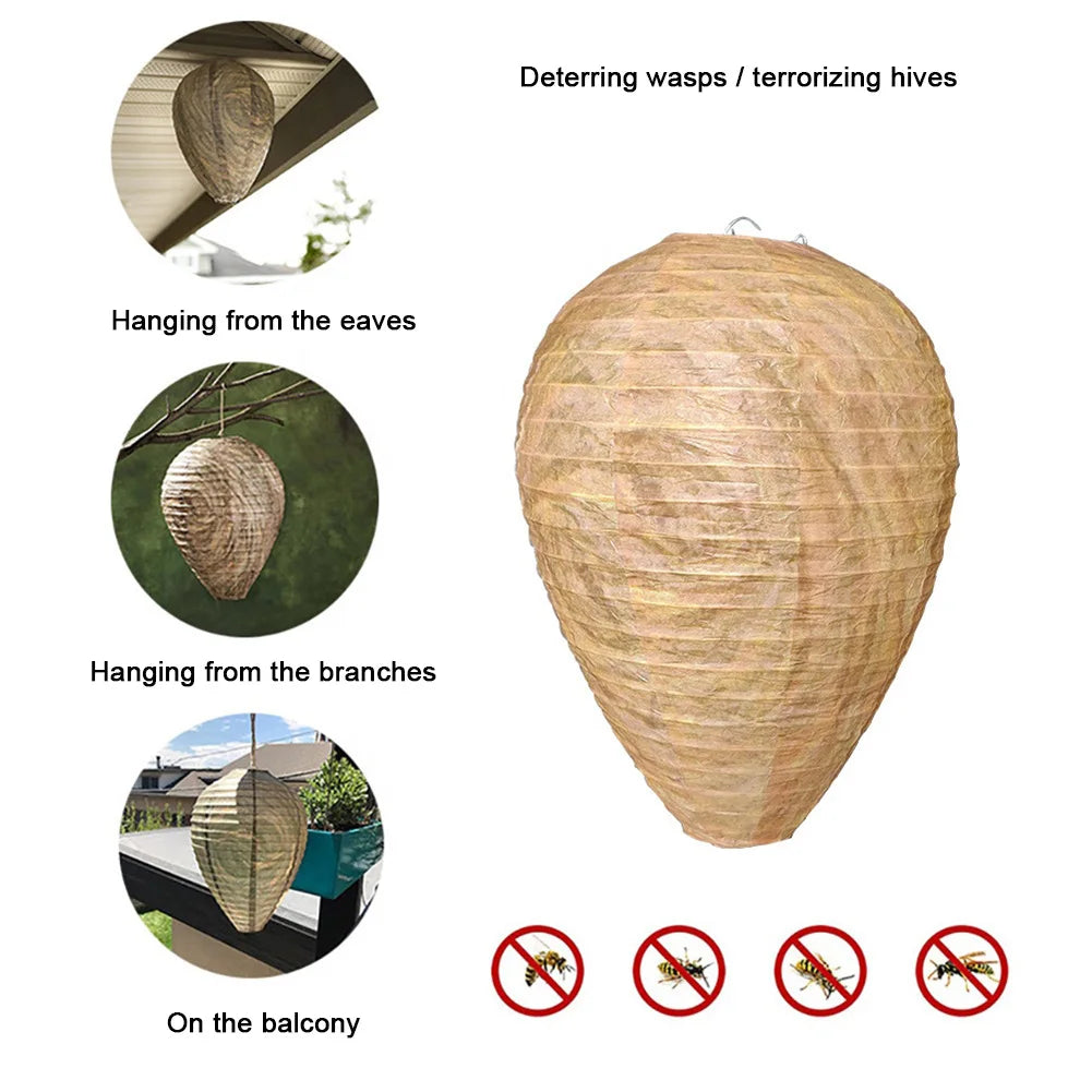 Hornet Fake Wasp Nest Waterproof Repellent Hornets Safe Fake Trap Safe Garden Repellent Trap for Patio Outdoor