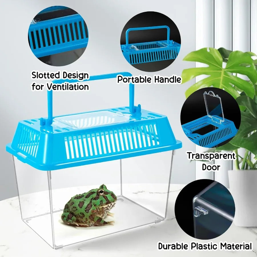 12Pcs Plastic Reptile Terrariums Carrier Cage Tarantula Enclosure Snake Breeding Box Hatching Container Transparent Fish Tank T