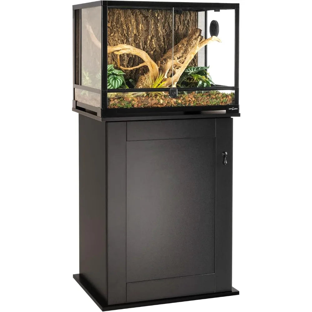 Reptile Terrarium Stand Wooden Terrarium Cabinet with Storage and Adjustable Shelf, Reptile Tank Stand for 24”Wx18”D Te