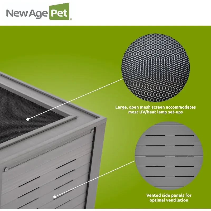 hom  ECOFLEX 48-Inch Mojave Reptile Lounge in Grey- Durable Wood Plastic Composite Habitat with Vented Side Panels,