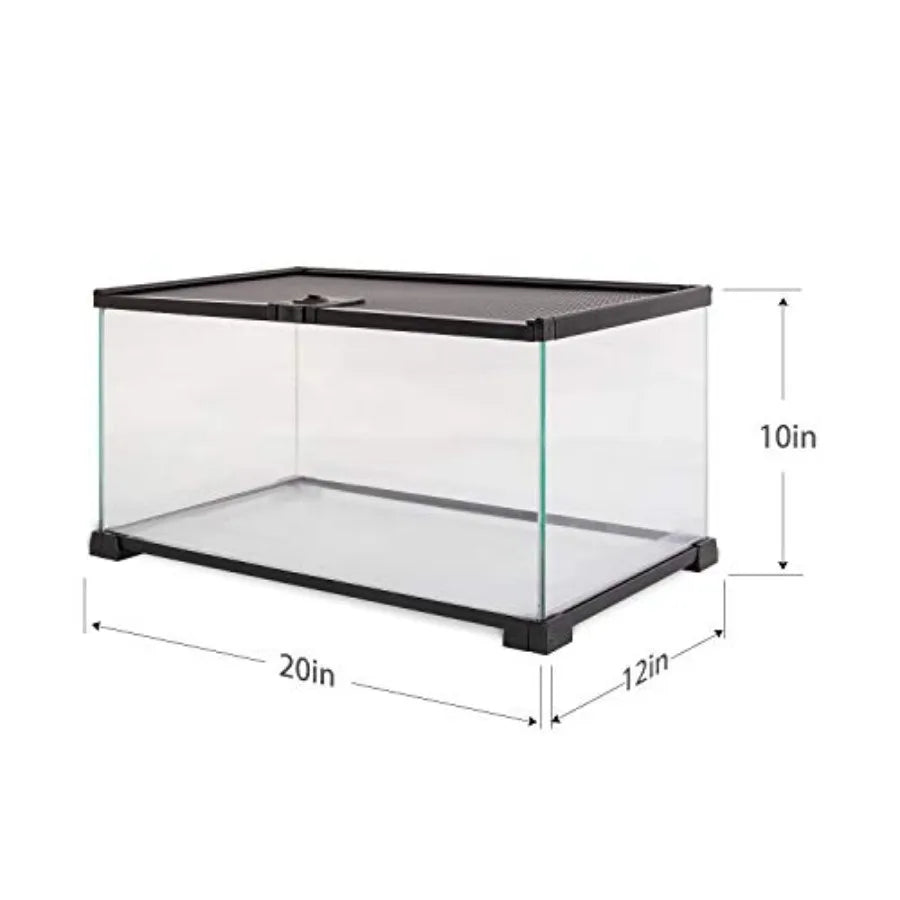 10 Gallon Reptile Tank Glass Natural Cages Terrarium 20 x 12 x 10 Sliding Screen Top for Reptile Hamster Hedgehog Small Animals