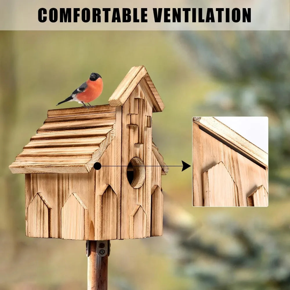 Church Birdhouse for Outside, Wooden Hanging Bird Houses, Weather-Resistant Garden Decor for Bluebird,Sparrow,Finch,Cardinal, Ou