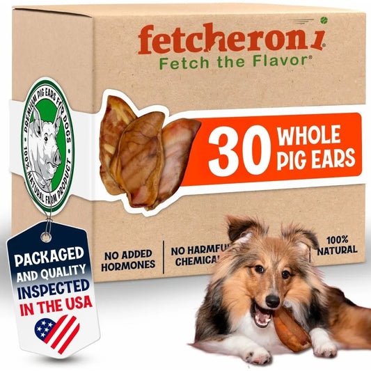 Whole Pig Ears for Dogs Large 30 Pack Long Lasting Dog Chews One Ingredient Delicious All Natural Flavor Easy to Digest Dog Tre