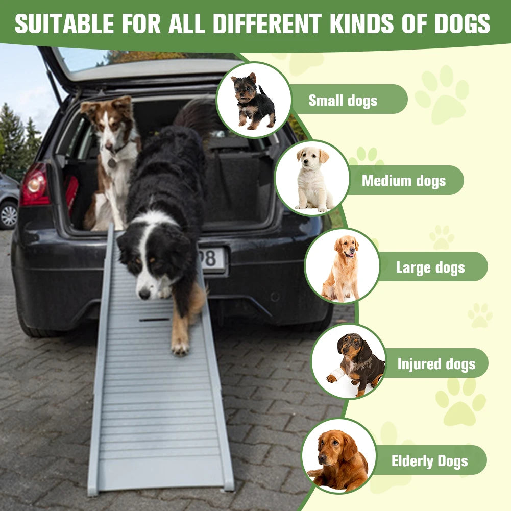 Folding Portable Pet Stair Ramp Non-Slip Rug Surface Dog SUV & Truck Ramp Pet Ramp Stairs for Medium & Large Dogs Get Into A Car