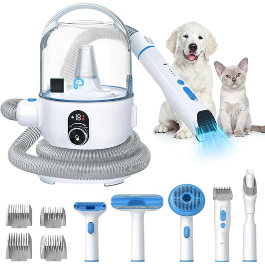 Pet Grooming Kit with 2L Vacuum Suction 99% Pet Hair, Professional Quiet Dog Grooming Vacuum Kit with 5 Grooming Tools For Pets