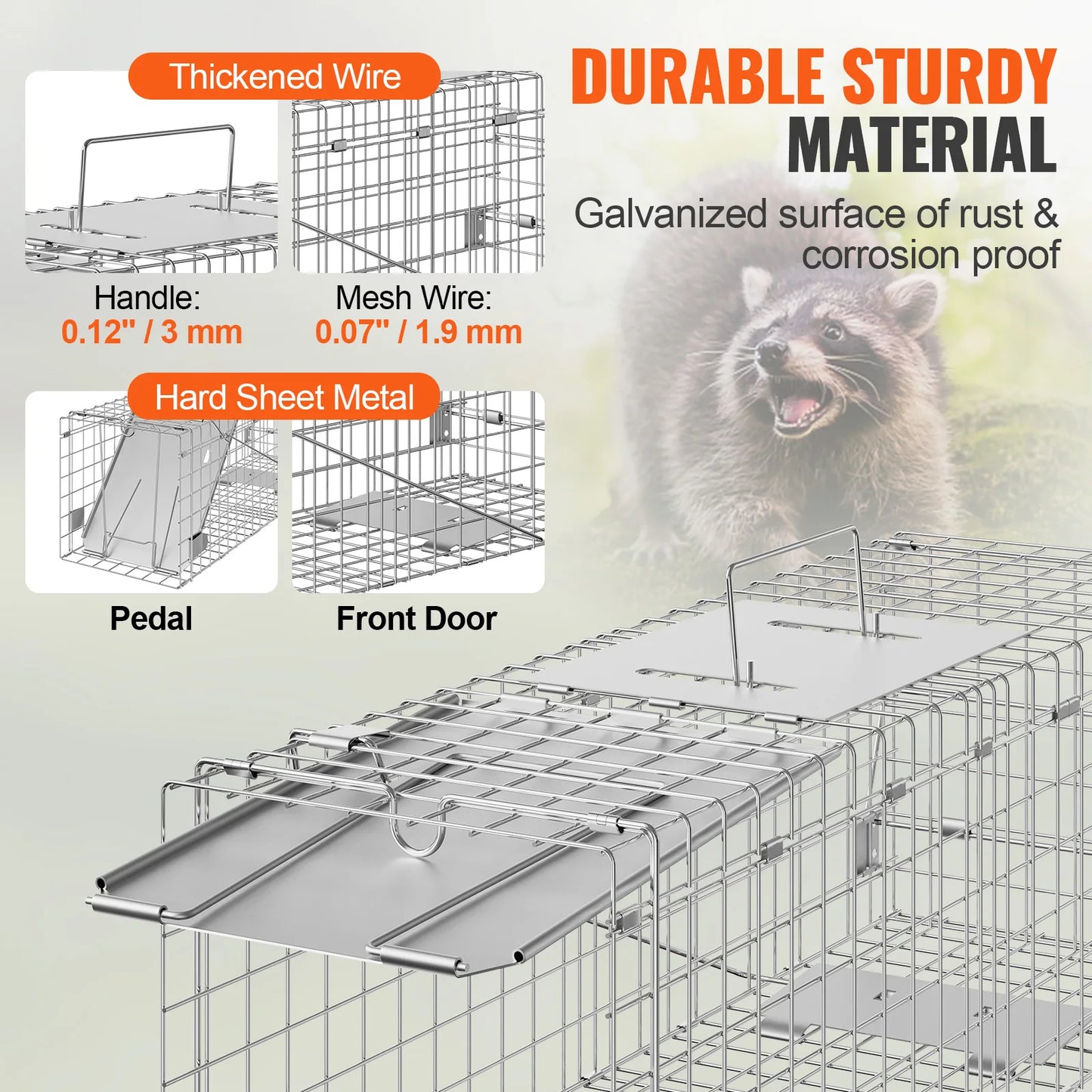 SucceBuy Live Animal Cage Trap Humane Cat Rodent Control Folding with Handle for Rabbits Stray Cats Squirrels Raccoons Groundhog
