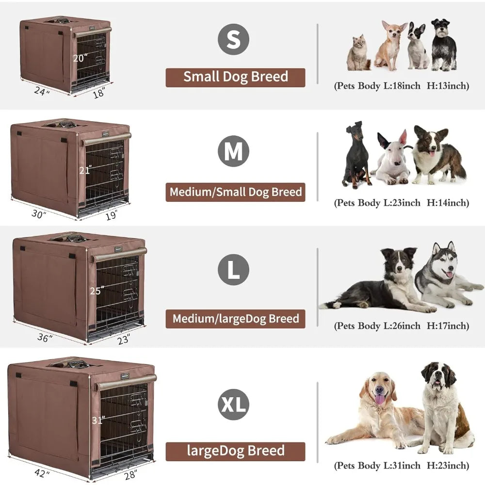 DONORO Dog Crates for Small Size Dogs Indoor, Double Door Dog Kennels & Houses for Puppy and Cats with Dog Crate Cover, Collapsi