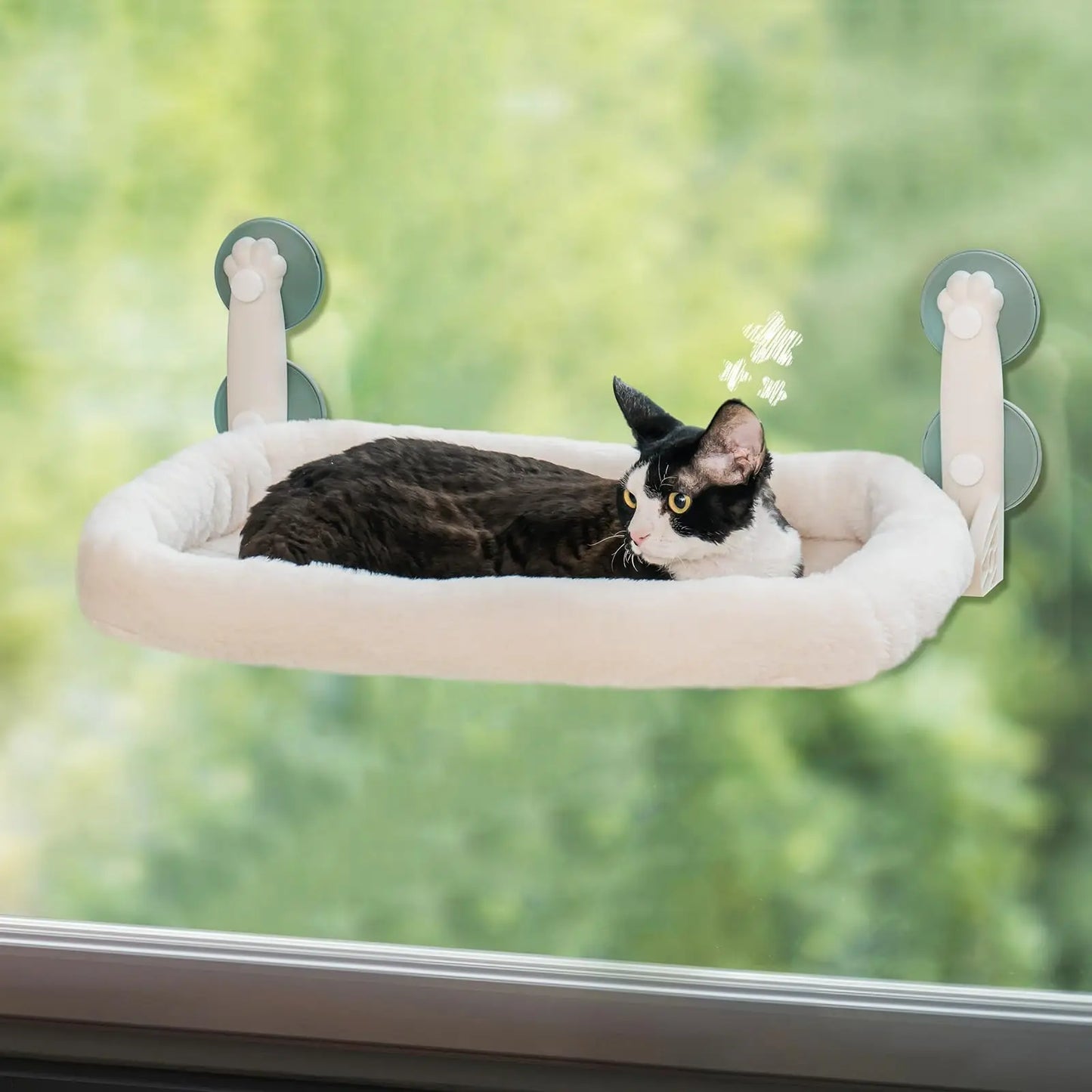 MEWOOFUN Cat Window Hammock Bed for Indoor Cats Foldable Cat Window Perch Bed Upgrade Strong Suction Cups Sturdy Hold up to 18kg