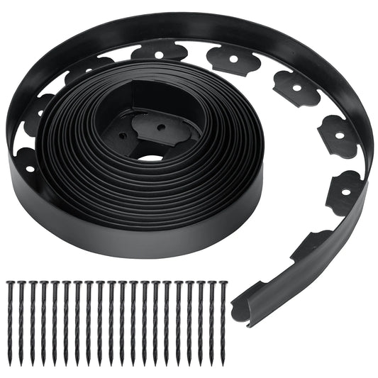 12M Fixed Garden Barrier Lawn Grass Plastic Edging Border Landscape Edging Garden Edge Kit With 60 Anchoring Spikes Easy Install