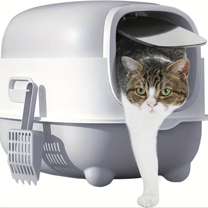 Large Cat Litter Box, Fully Enclosed, Splash Proof, Easy to Store and Install, Can Hold Cat Litter, Equipped with a Shovel