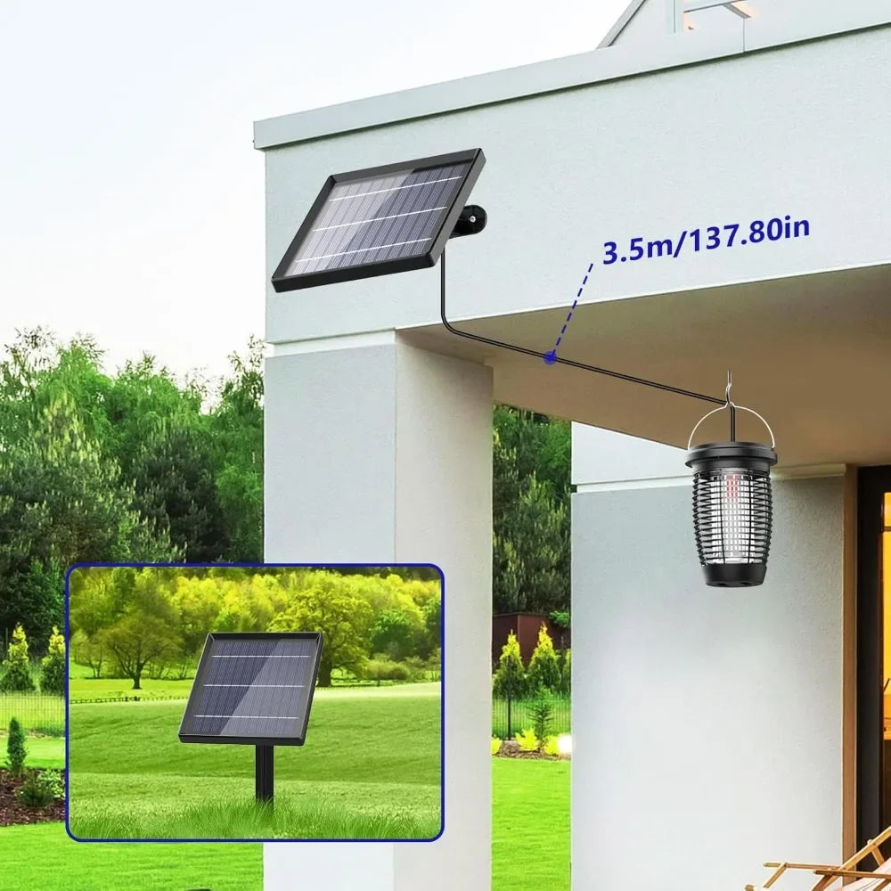 Solar Bug Zapper 2-in-1 Mosquito Killer Lamp Indoor 4500V Fly Zapper Outdoor Solar Powered with Rechargeable Insect Fly Trap
