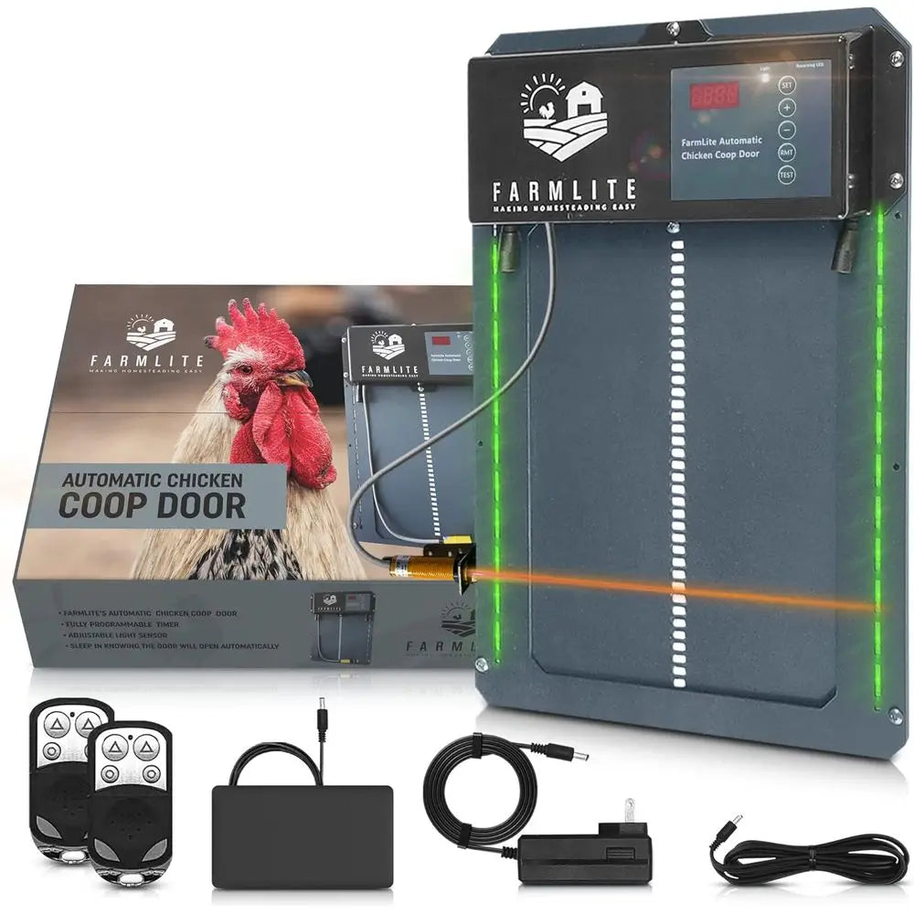 Automatic Chicken Coop Door Opener | Non-Battery Powered Automatic Chicken Door | Automatic Coop Door with Timer and Light Senso