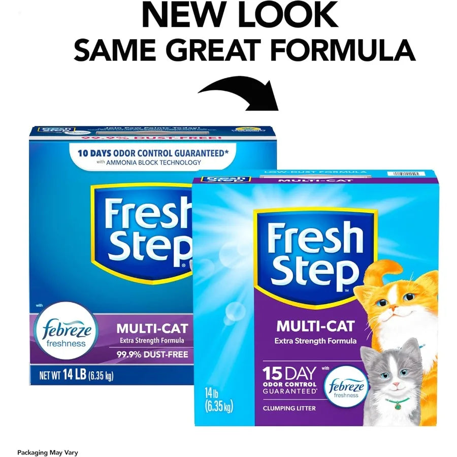 Multi-Cat Clumping Litter | Activated Carbon & Low Dust for Long-Lasting Odor Control, 14lbs