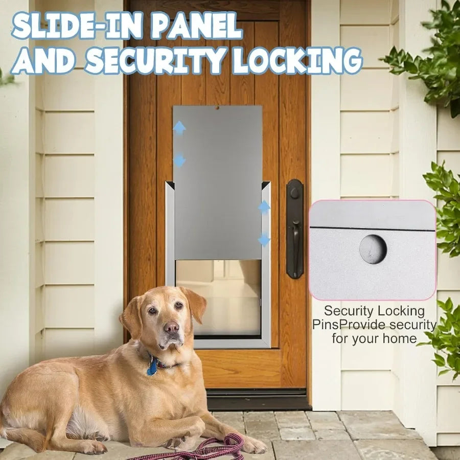 Aluminium Extra Large Dog Door 17.5 W x 27.7 H Weatherproof Aluminum Frame Pet Door with Sliding Lock Panel Easy to Install Dur