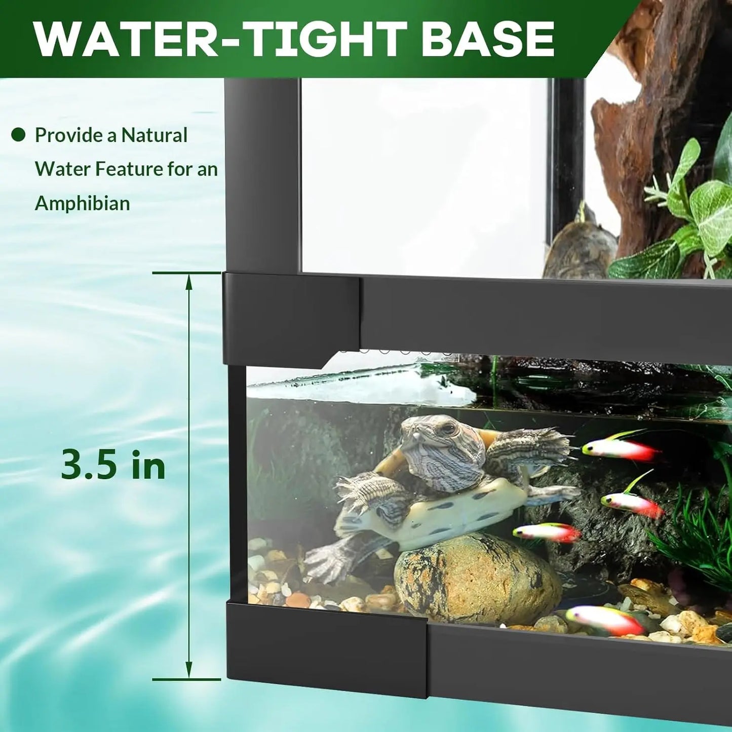 Reptile Glass Terrarium with Top & Side Screen Ventilation Reptile Terrarium, Double Hinge Door  Anti Escape Reptile Tank