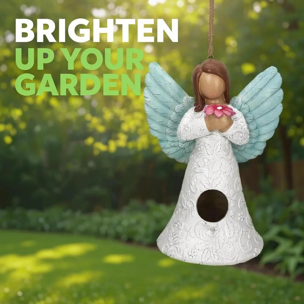 - Birdhouse - Garden Décor - Decorative Bird House for Yard and Garden Decoration - Hanging Novelty for Outdoor Patio - Angel B