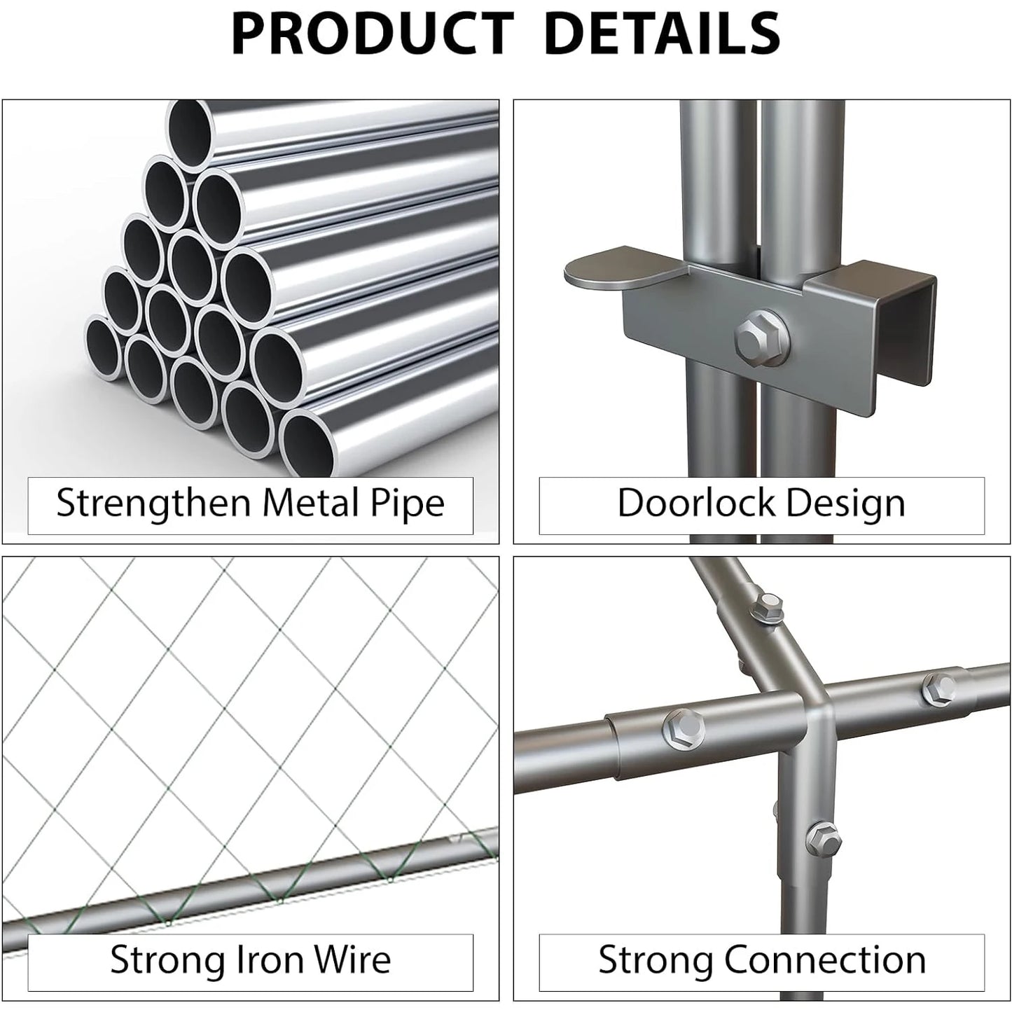 120"x40"x40" Large Walk-in Metal Chicken Coop with Waterproof Anti-UV Cover Outdoor Chicken Run for Chickens Ducks Rabbits Geese