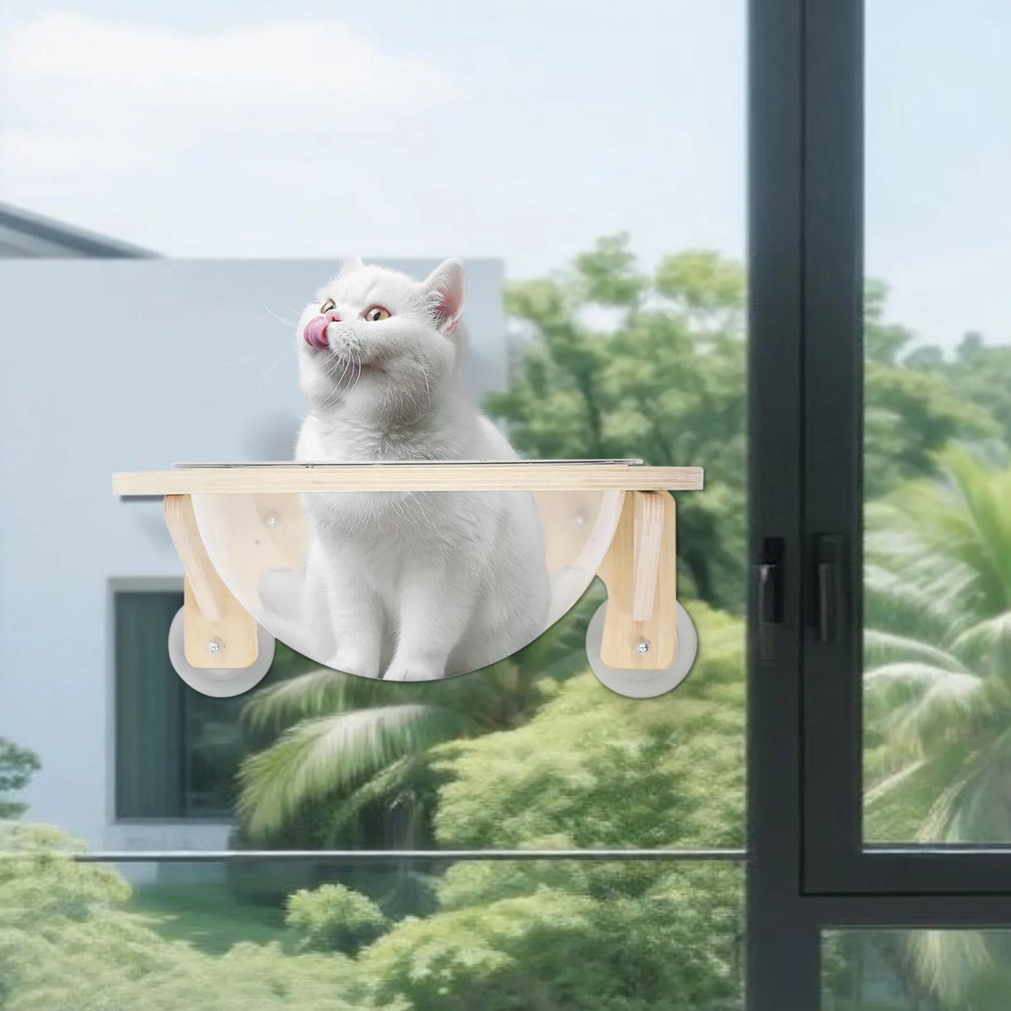 Modern Wall Mounted Cat Bubble Bed, Transparent Cat Capsule Pod, Clear Window Cat Hammock, Cozy Hanging Pet Bed for Indoor Cats