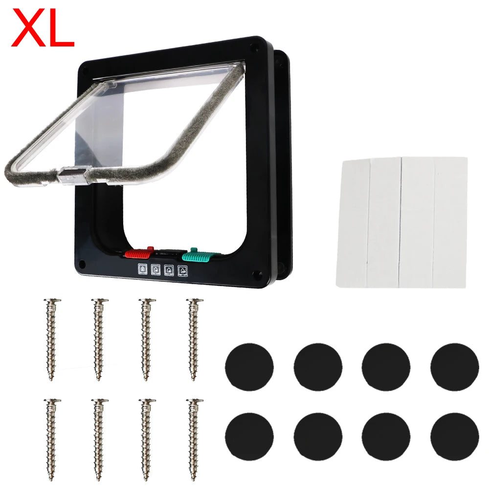 For Dog Cat Kitten ABS Plastic Dog Cat Flap Door With 4 Way Lock Security Flap Door Small Pet Supplies Cat Puppy Safety Gate