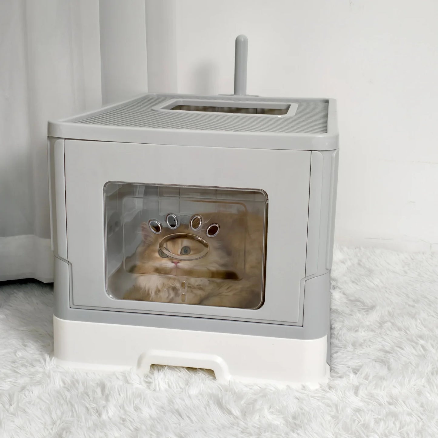 Extra Large Drawer Cat Litter Box with Scoop Anti-Leakage Front Entry Top Exit Kitty Toilet Tray Easy Clean