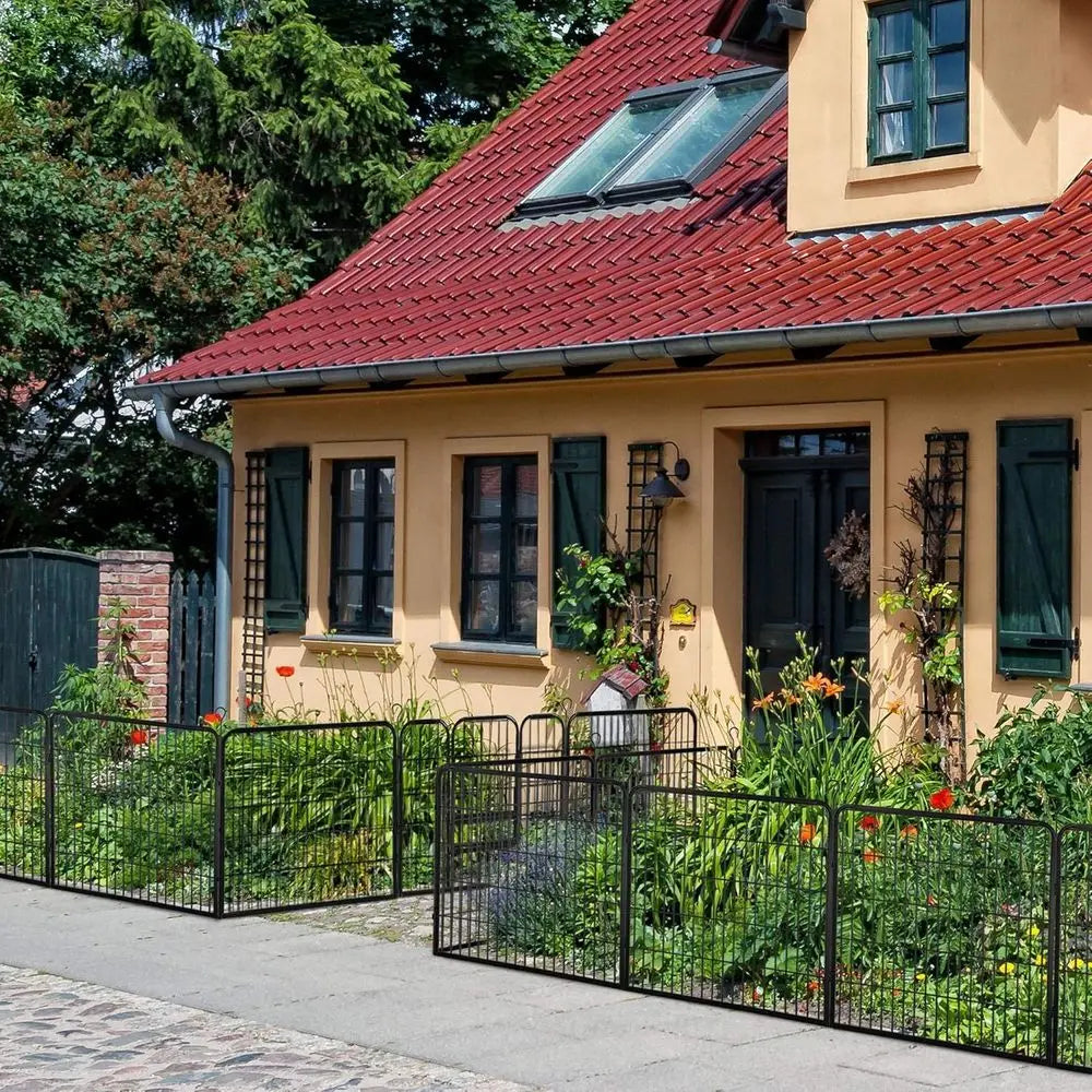 32 in x 43 ft Rustproof Foldable Garden Fence, Decorative Steel Landscape Edging for Flower Beds, Patio, Dog Barriers & Outdoor