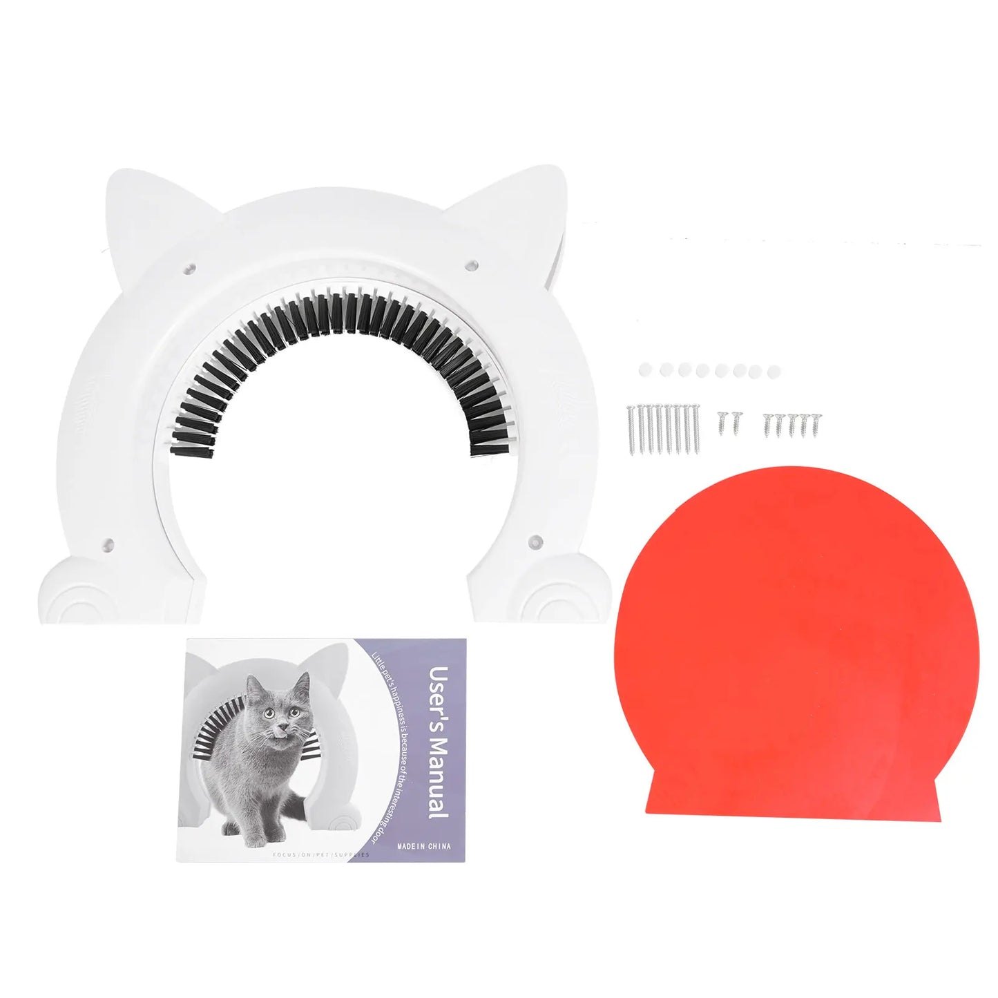 Cat Door, Pet Window, Acrylic Dome, White Brushed Flap for Large Cats, Easy Install Pet Passage, Home Interior Door