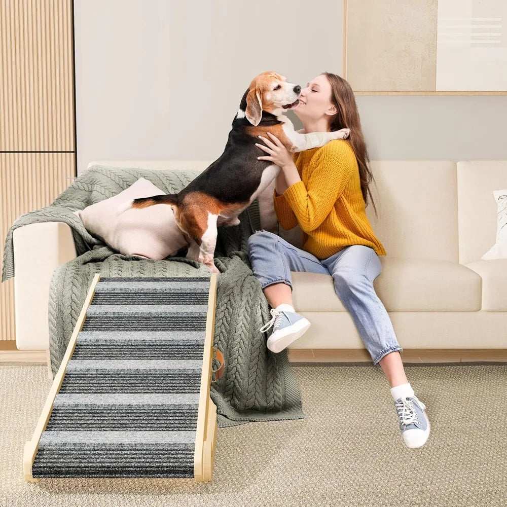 Dog Ramp, Portable Pet Ramp for Large Small Old Dogs Cats with 7 Adjustable Heights 11" to 26.6", Non-Slip High Traction Ramp